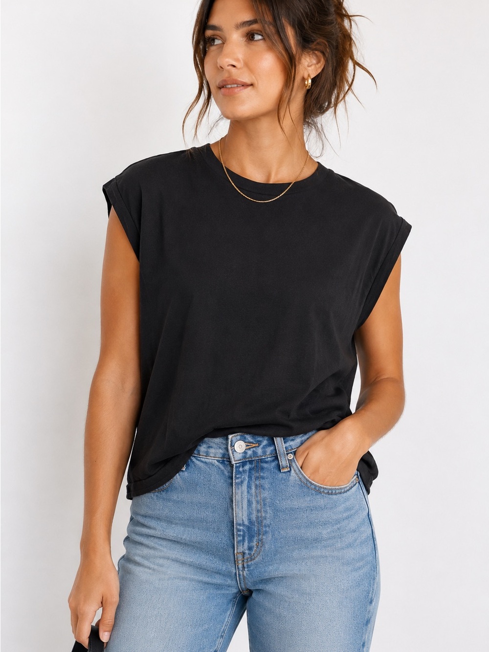 Madewell Muscle Tee Small Black Boxy Minimalist